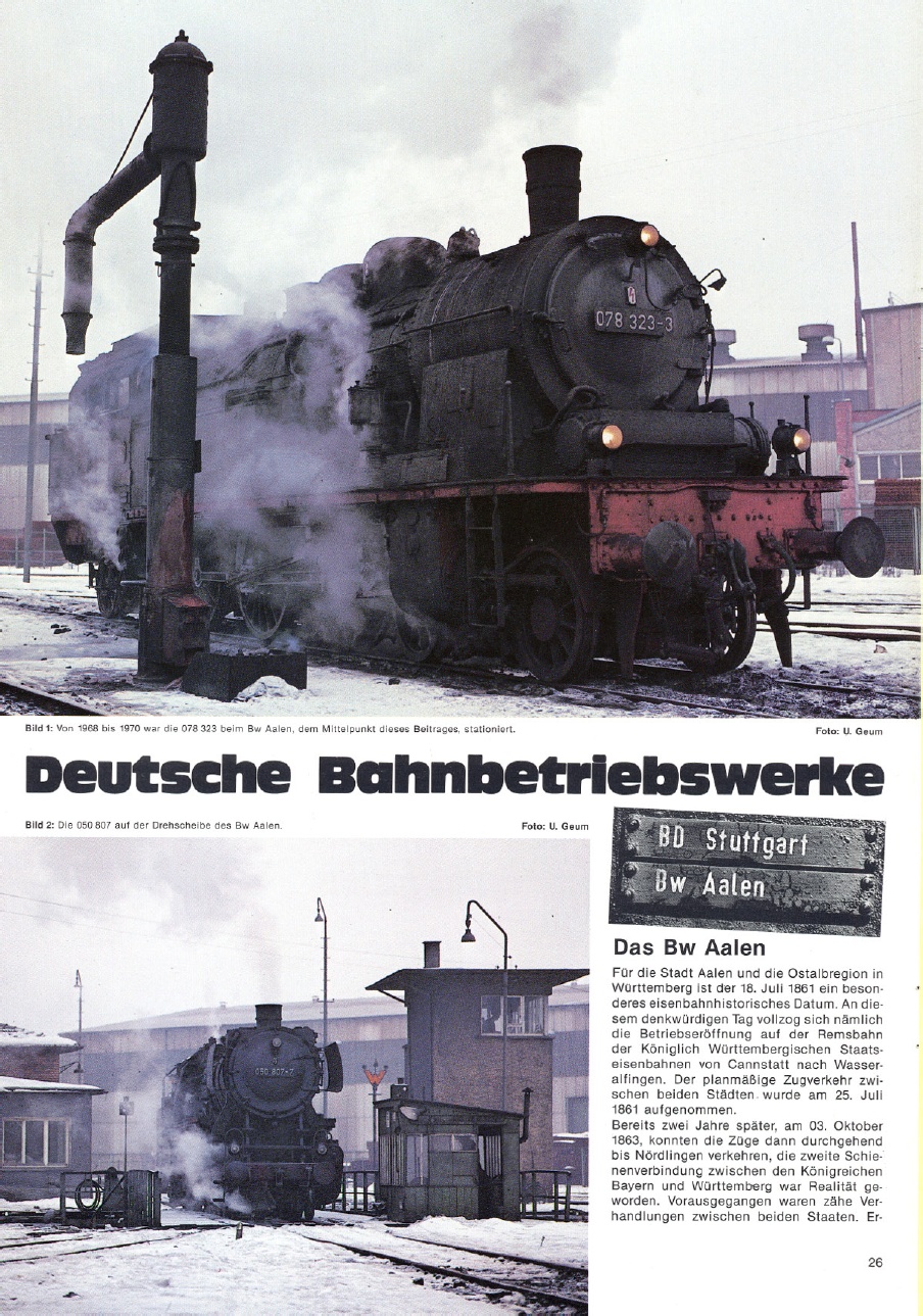 Deutsche Bahnbetriebswerke GeraMond-Sammelwerk BD Stuttgart BW10 